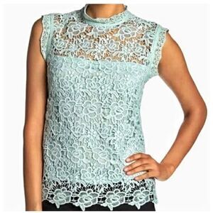 NANETTE LAPORE SEAFOAM GREEN GALA SPRING FLING LACE TOP SIZE S
